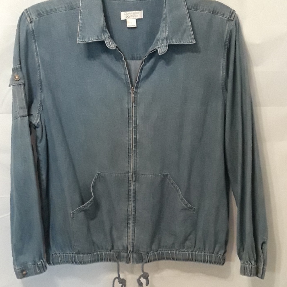 Christopher and Banks Blue Jean zipper Jacket
